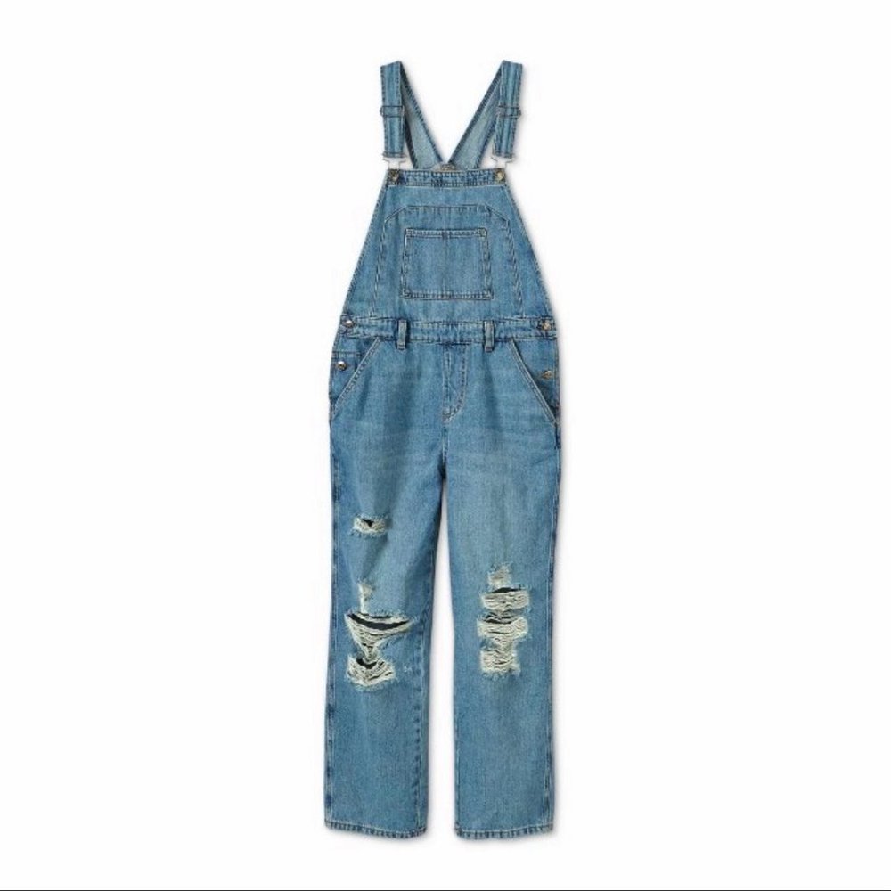 Target Wild Fable oversized distressed overalls - medium wash